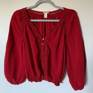 Red Button Down Blouse